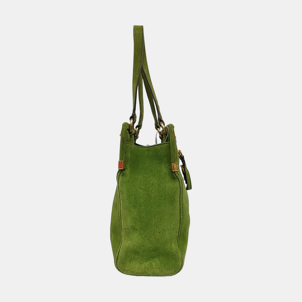Suede Top Handle Bag Green