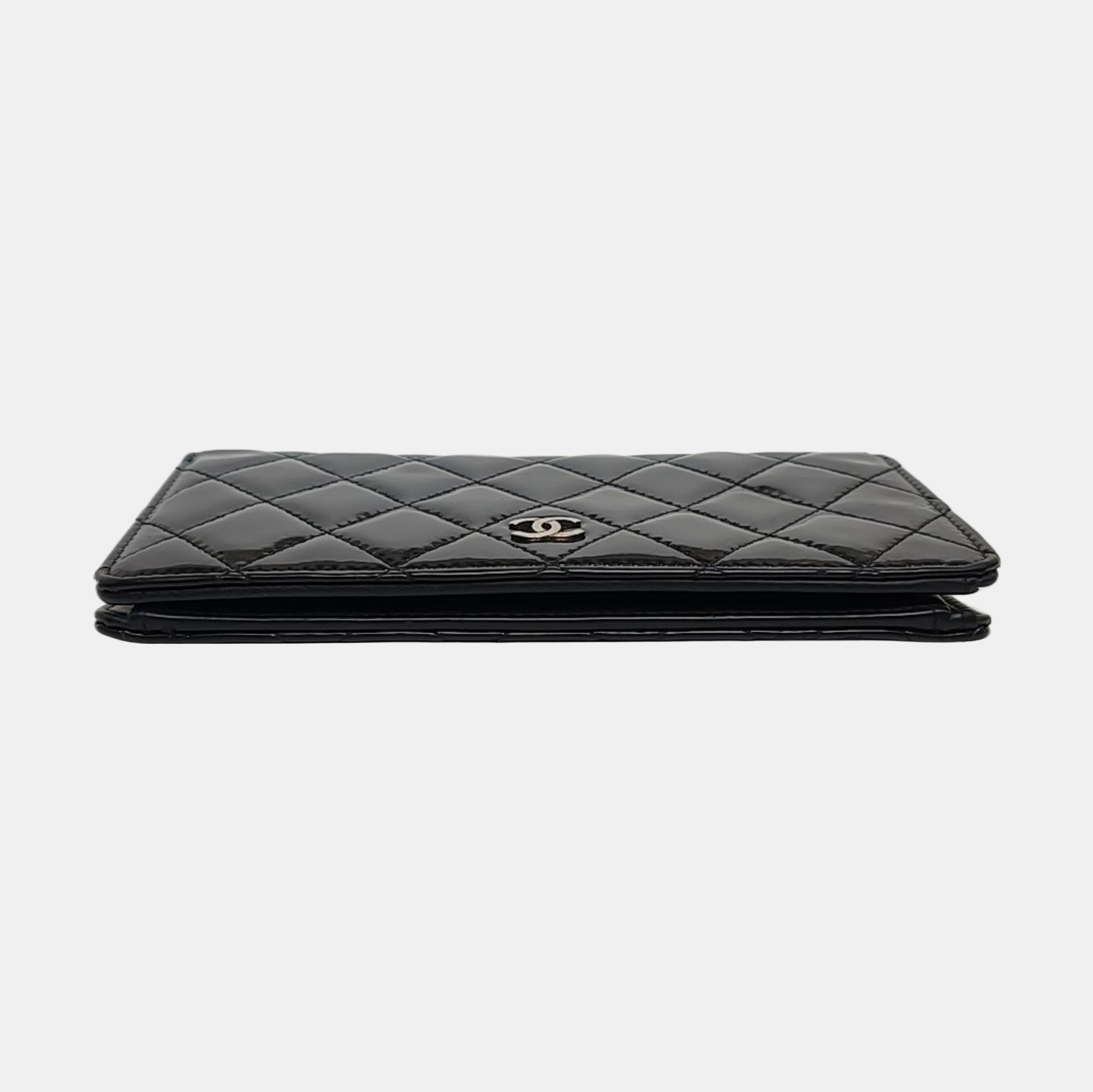 Quilted Patent Leather Wallet Black