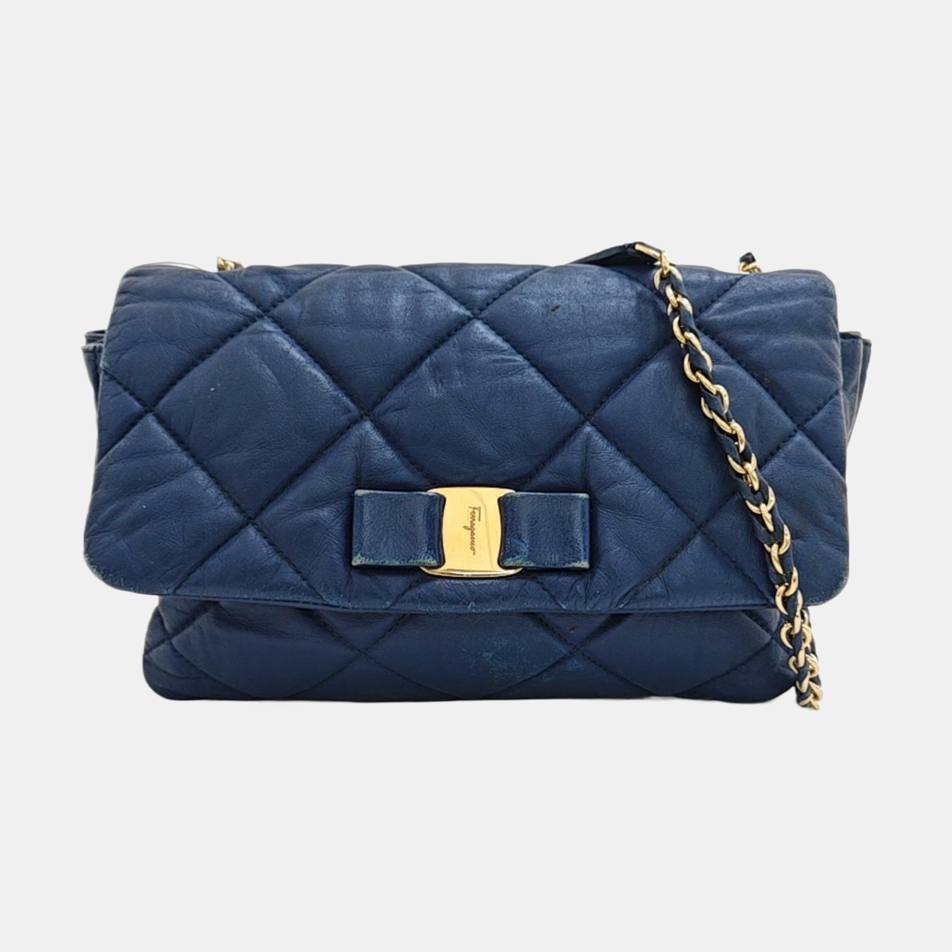 Ginny Quilted Calfskin Blue