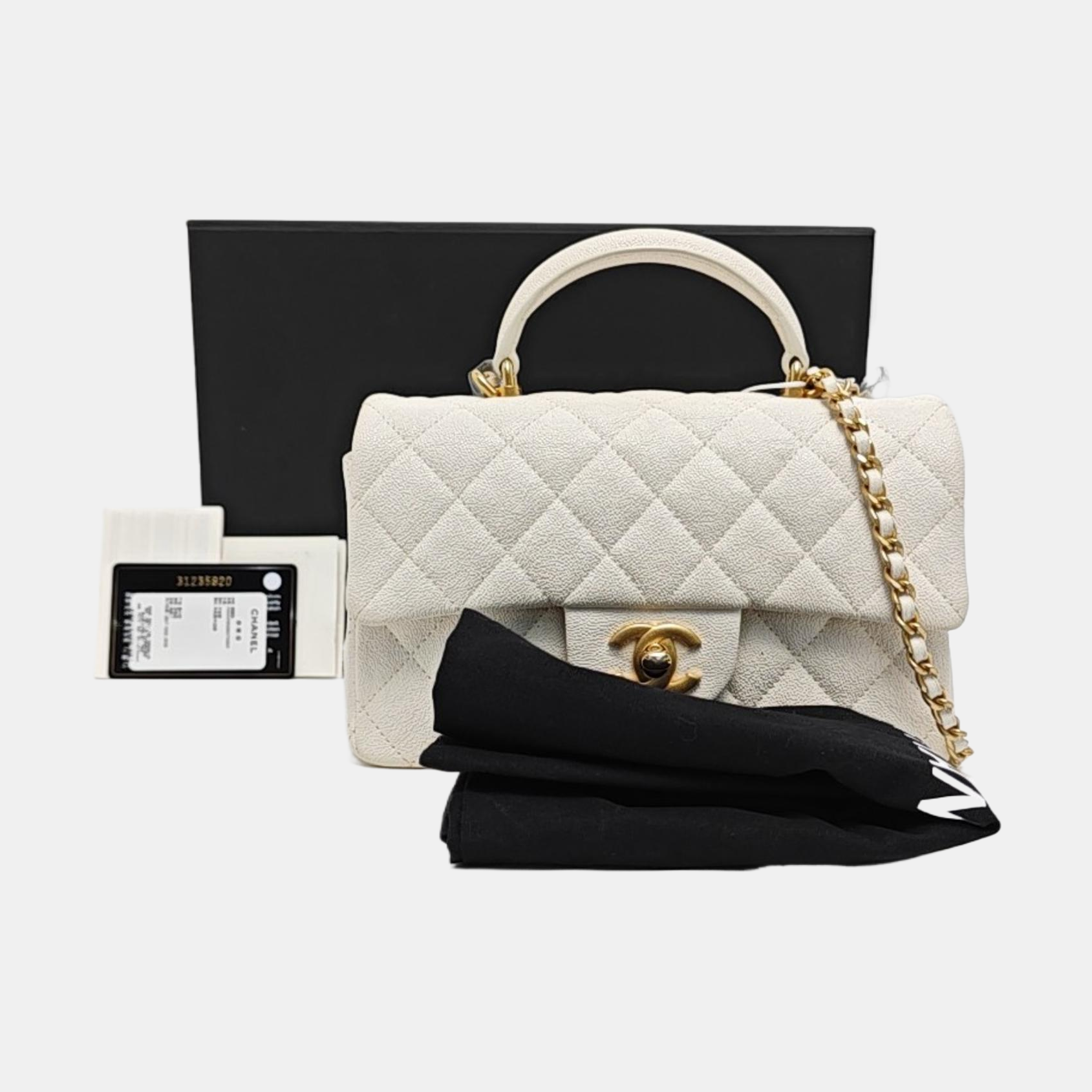 Quilted Grained Calfskin White