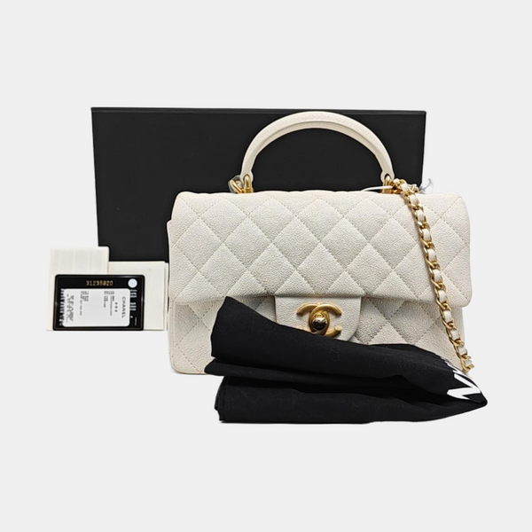 Quilted Grained Calfskin White