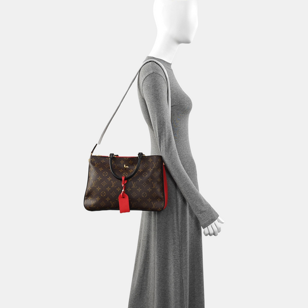 Monogram Coated Canvas Tote Bag Brown