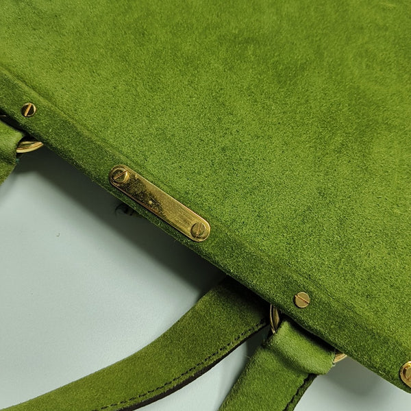 Suede Top Handle Bag Green