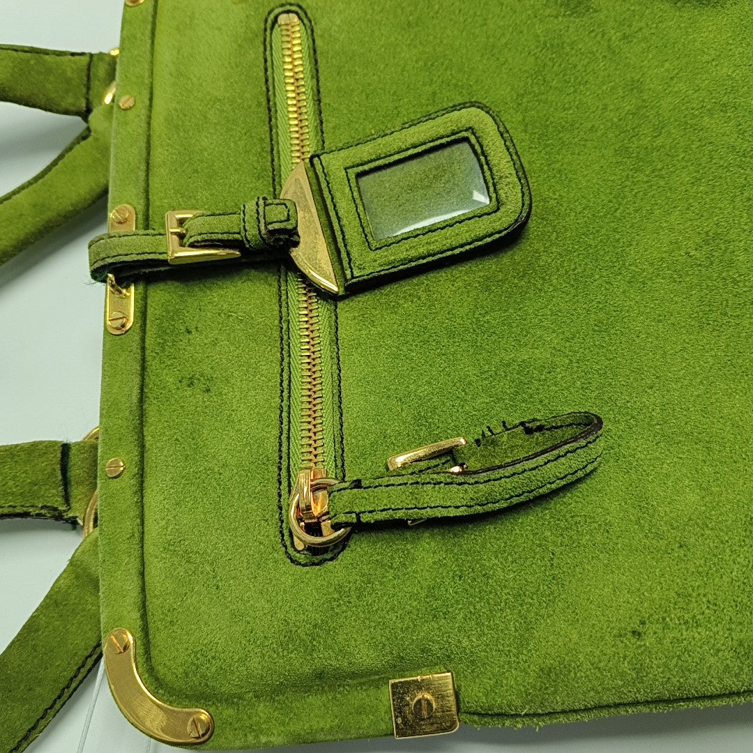 Suede Top Handle Bag Green