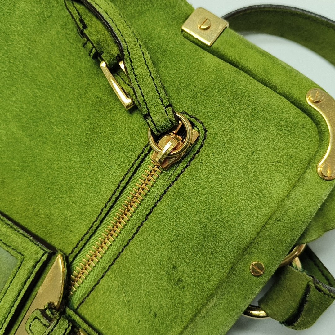 Suede Top Handle Bag Green