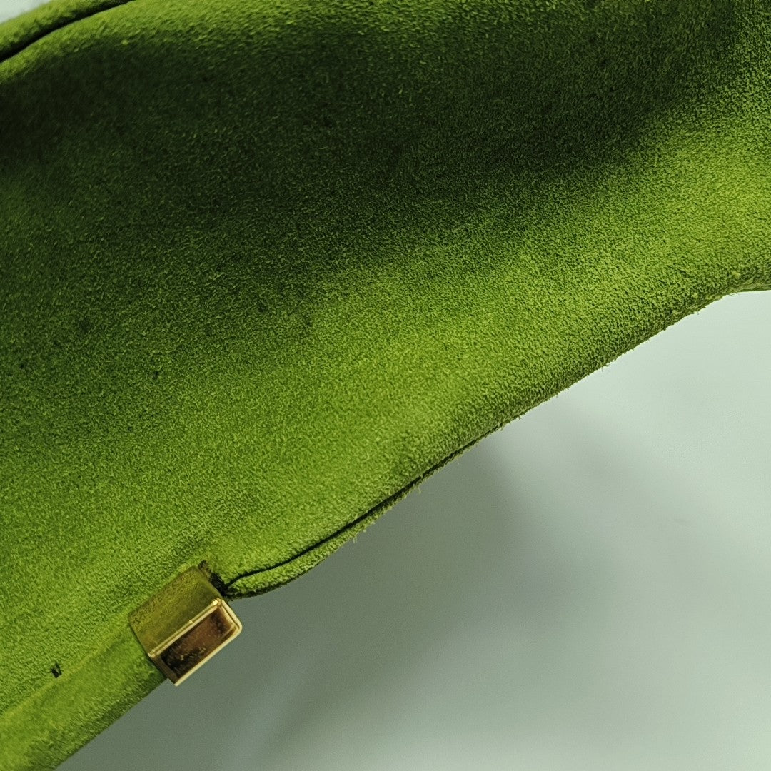 Suede Top Handle Bag Green