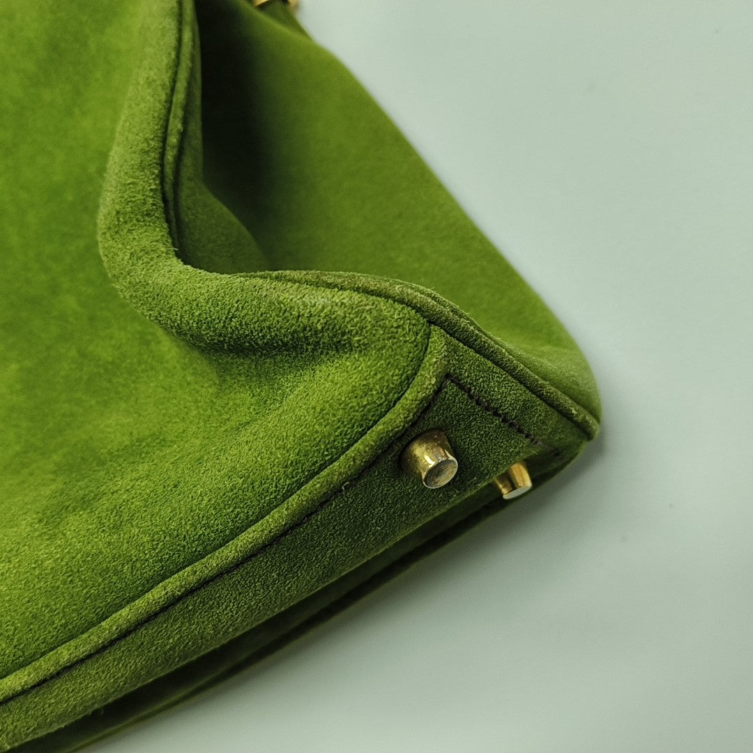 Suede Top Handle Bag Green