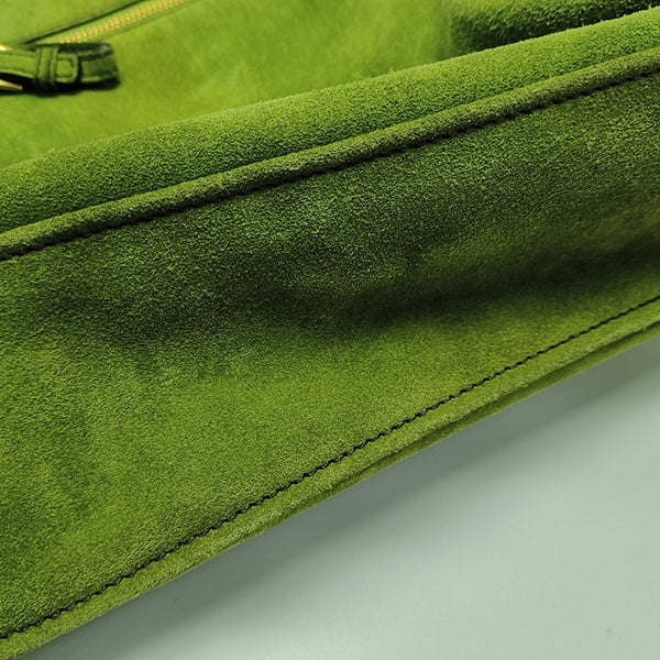 Suede Top Handle Bag Green