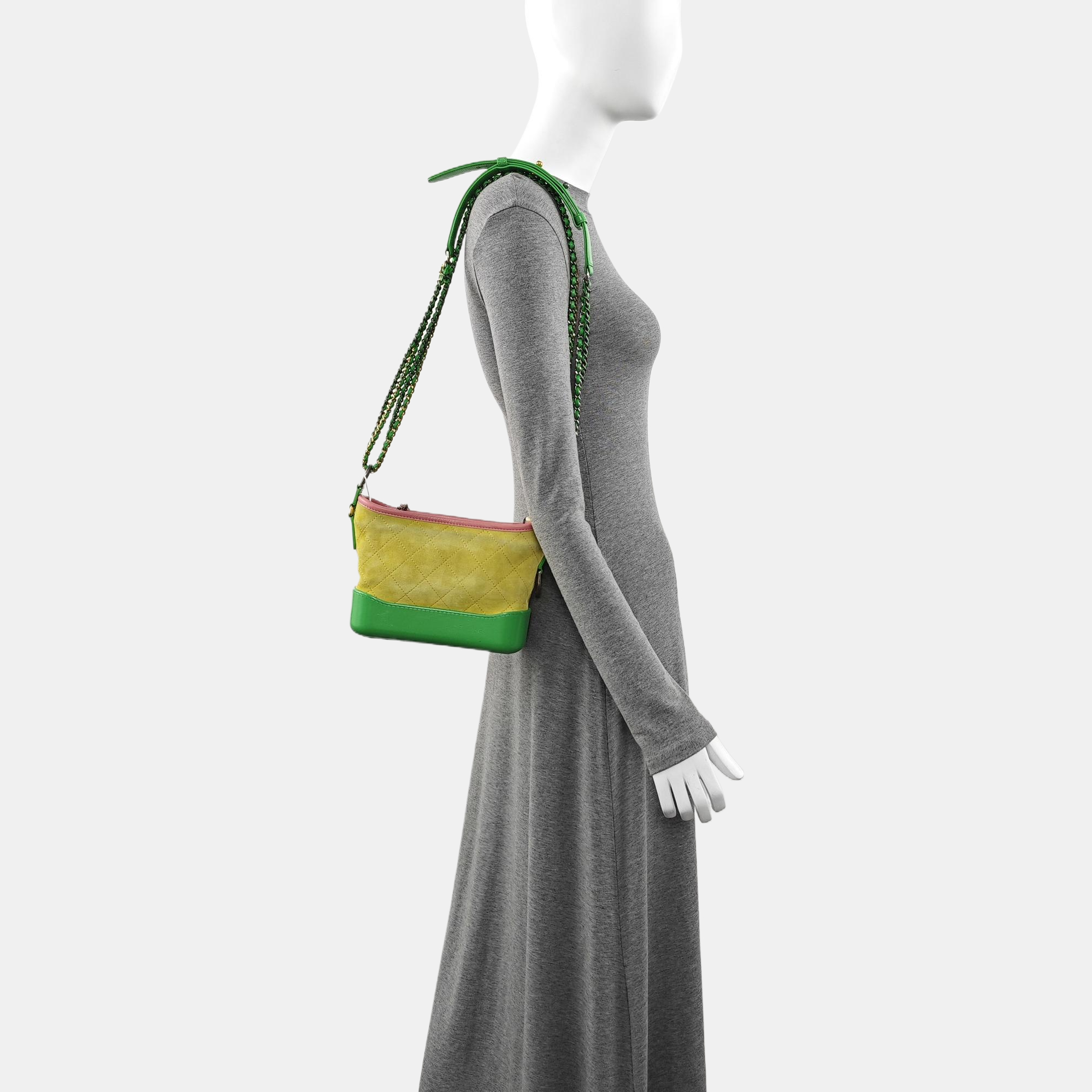 Authenticated pre-owned  Gabrielle Small Quilted Suede Yellow - Shoulder Bag at Looply
