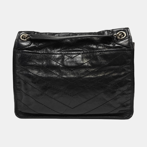 NIKI Medium Chevron Calfskin Black