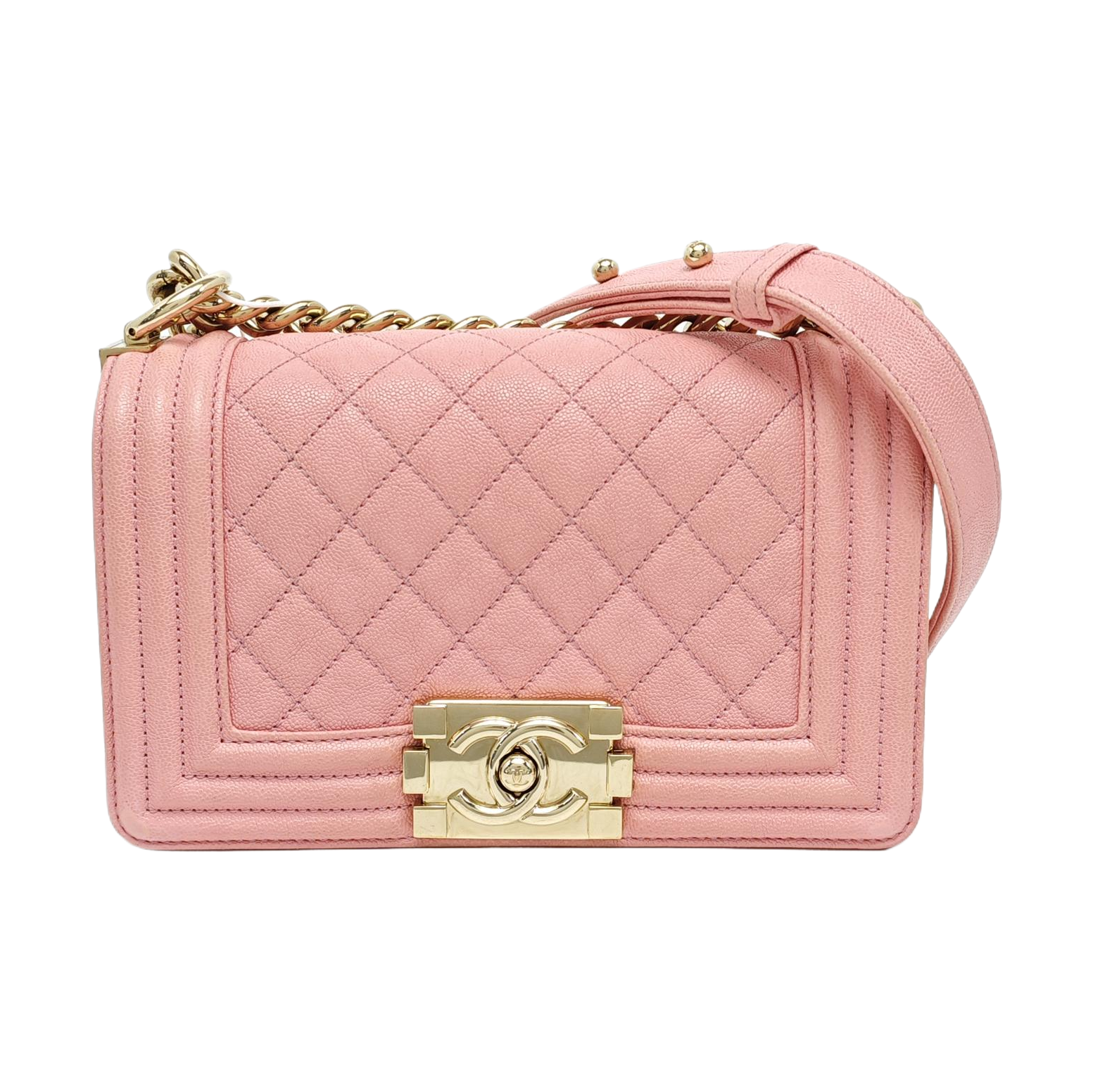 BOY CHANEL Mini Quilted Grained Calfskin Pink