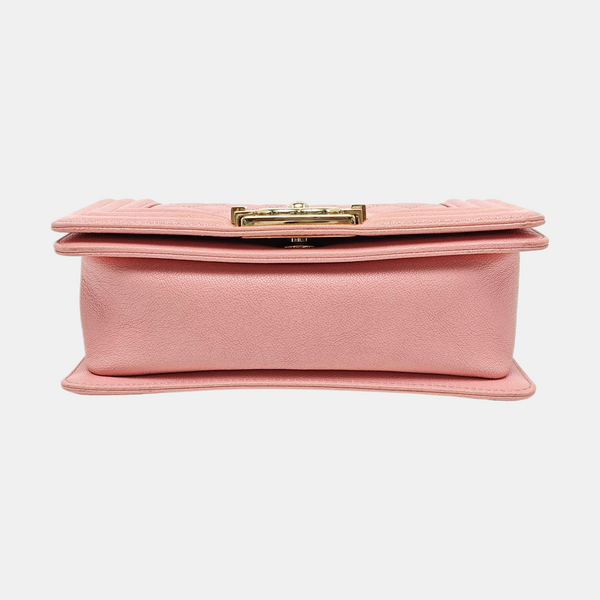 BOY CHANEL Mini Quilted Grained Calfskin Pink