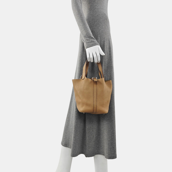 Authenticated pre-owned  Picotin Lock 18 Clemence Beige - Top Handle Bag at Looply