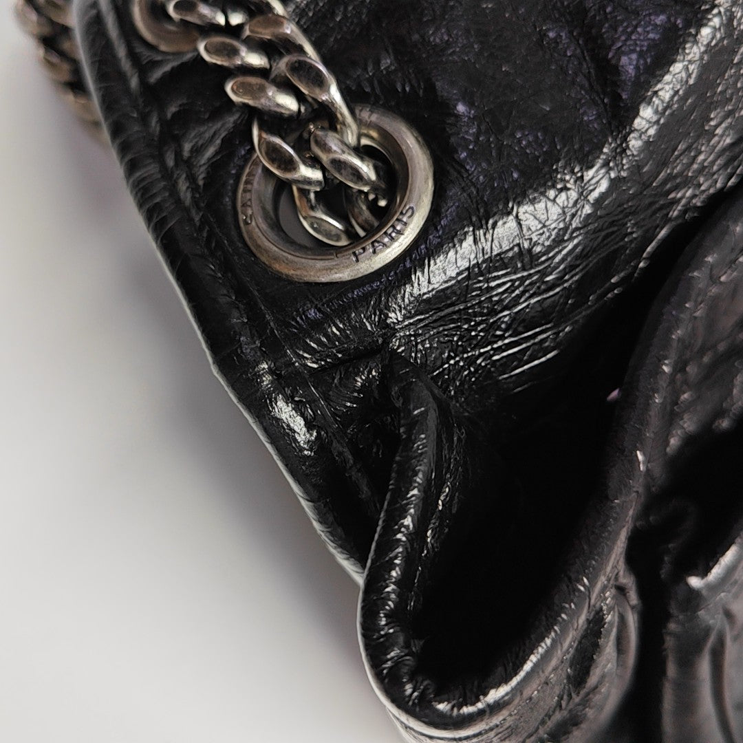 NIKI Medium Chevron Calfskin Black
