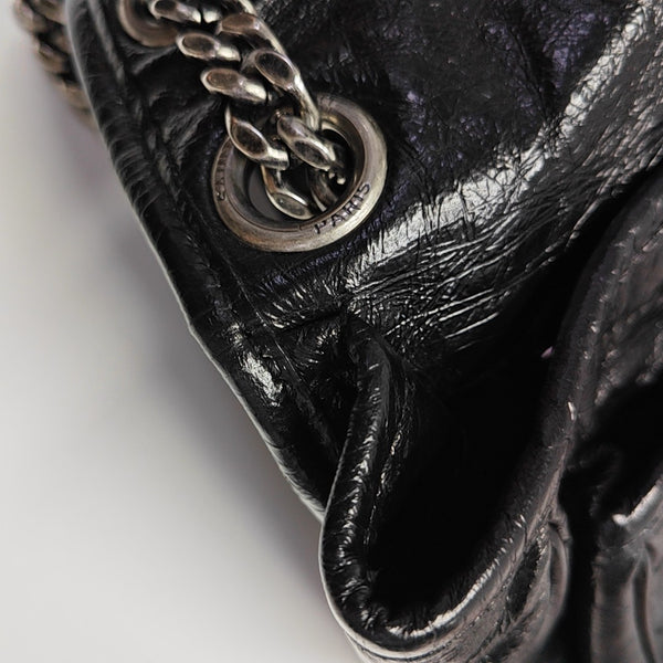 NIKI Medium Chevron Calfskin Black