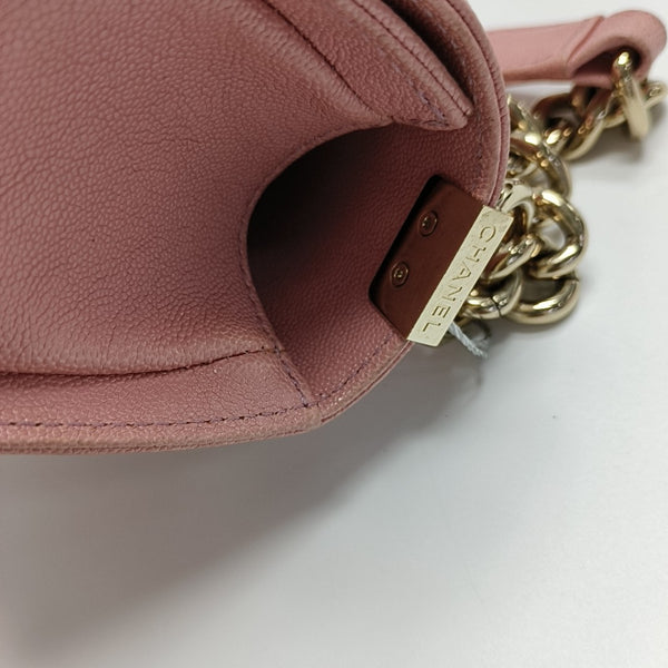 BOY CHANEL Mini Quilted Grained Calfskin Pink