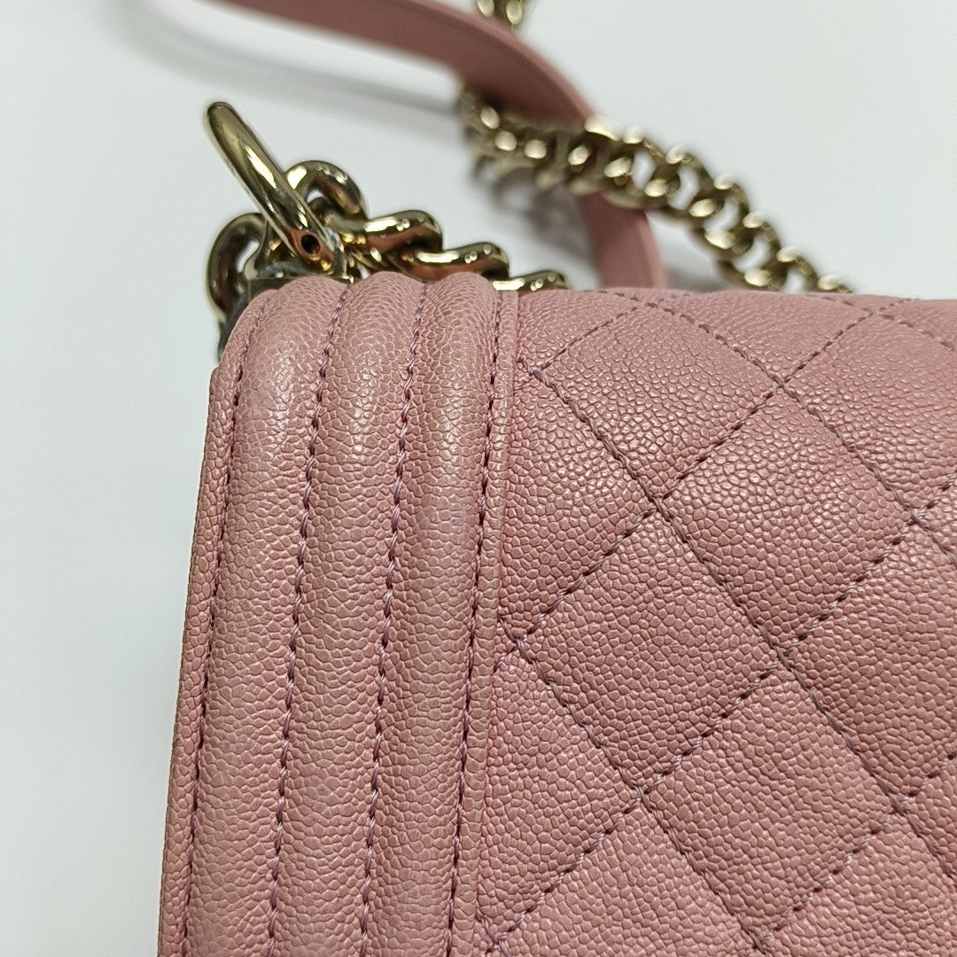 BOY CHANEL Mini Quilted Grained Calfskin Pink