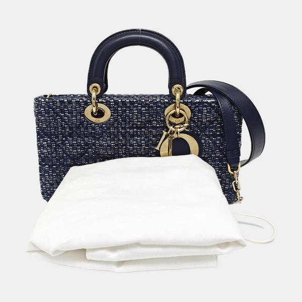 Authenticated pre-owned  Lady D-Joy Medium Fabric Blue - Shoulder Bag at Looply