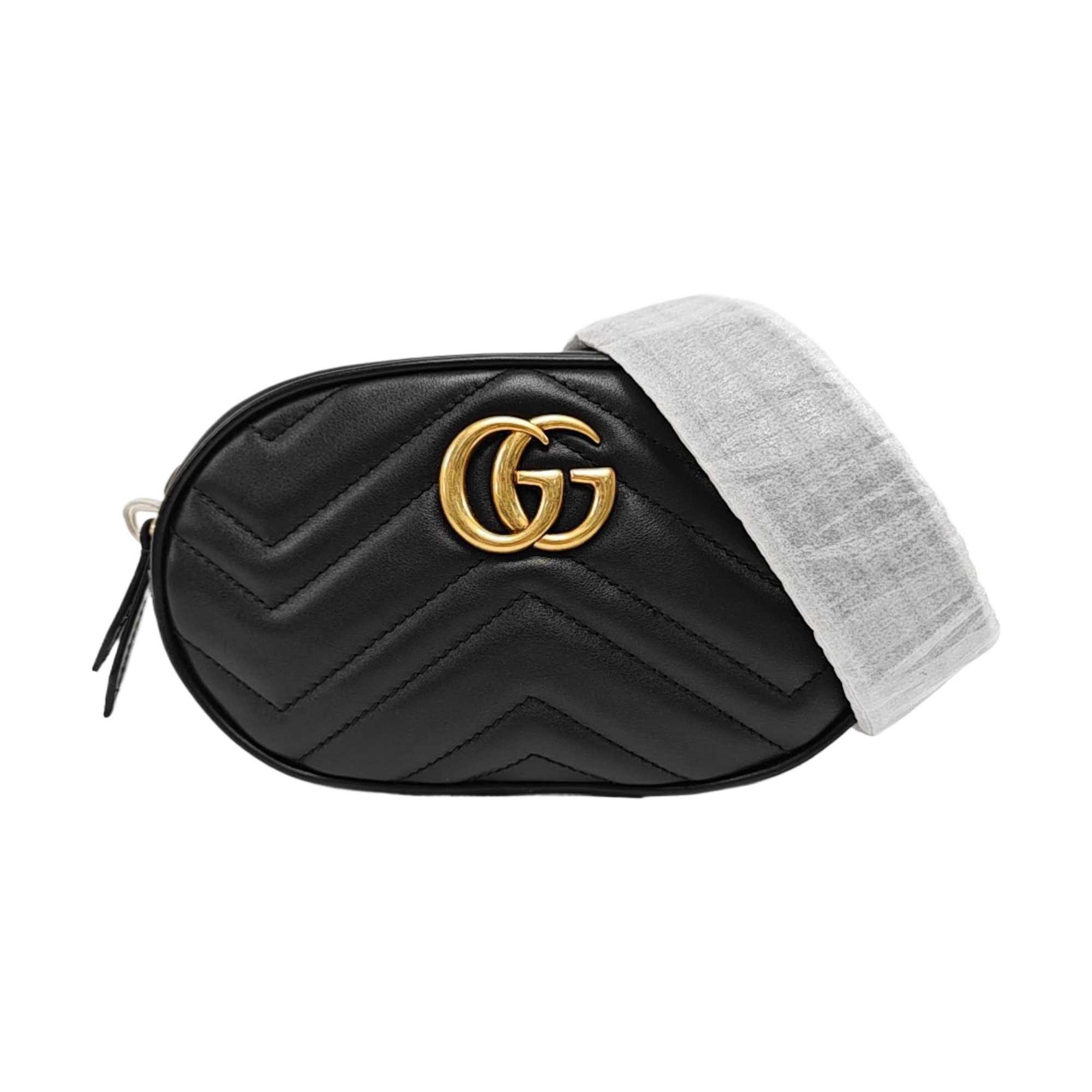 Authenticated pre-owned  GG Marmont Calfskin Black - Belt Bag at Looply