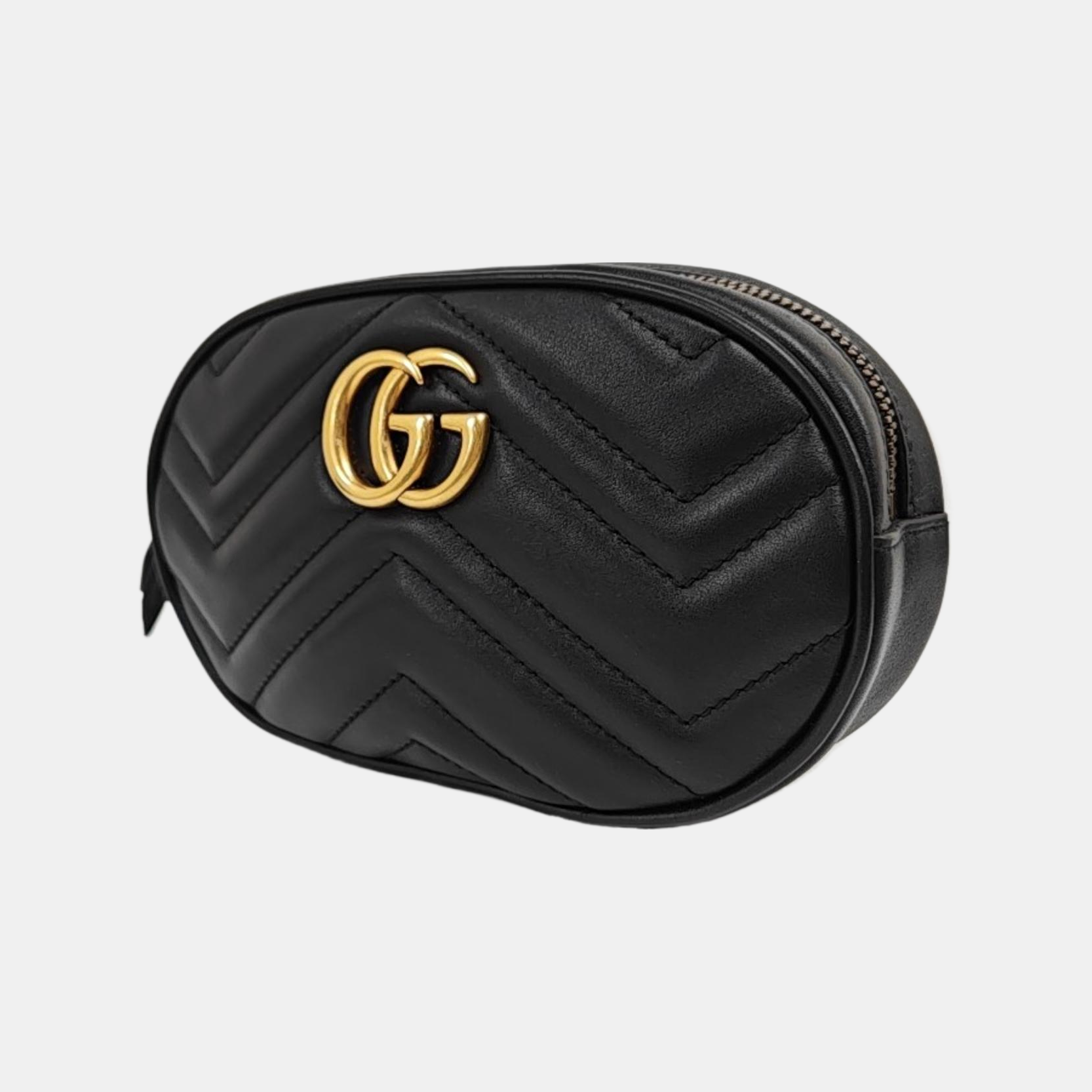 Authenticated pre-owned  GG Marmont Calfskin Black - Belt Bag at Looply