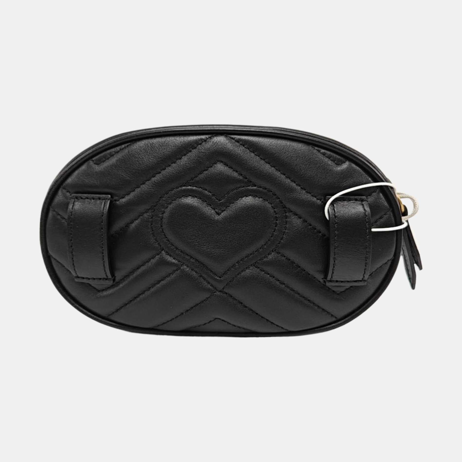 Authenticated pre-owned  GG Marmont Calfskin Black - Belt Bag at Looply