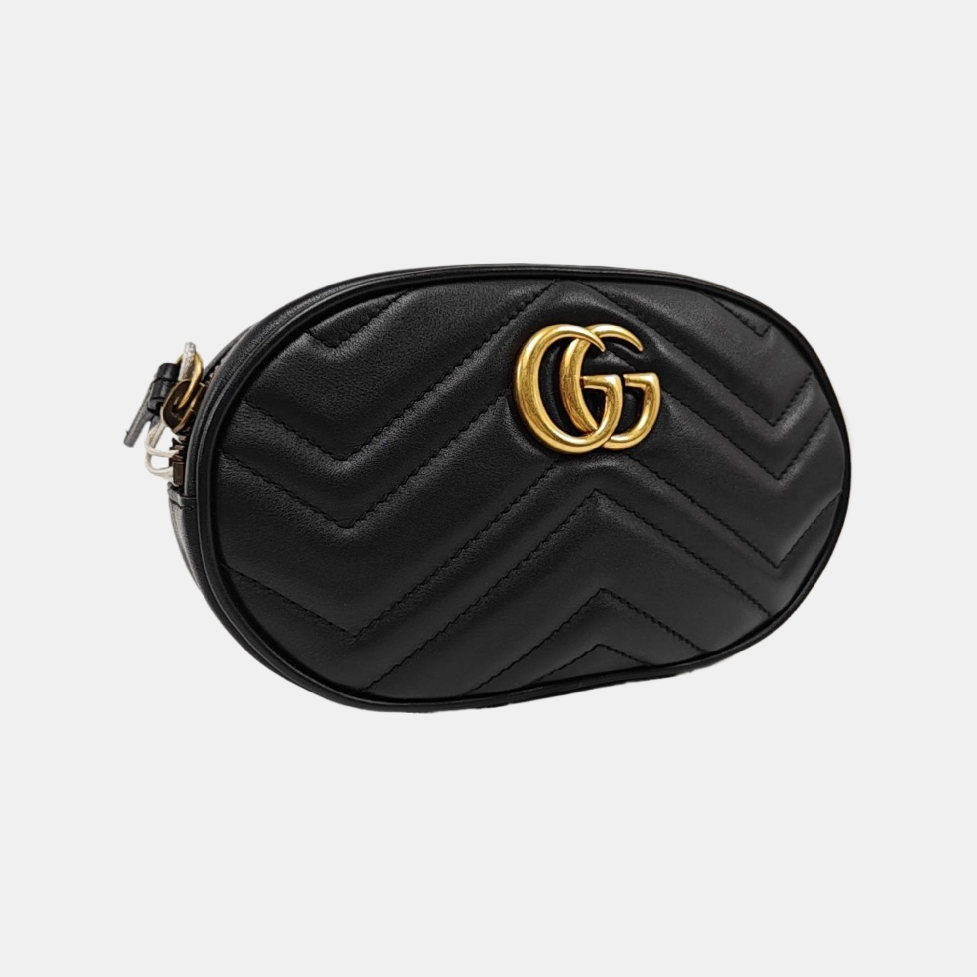 Authenticated pre-owned  GG Marmont Calfskin Black - Belt Bag at Looply