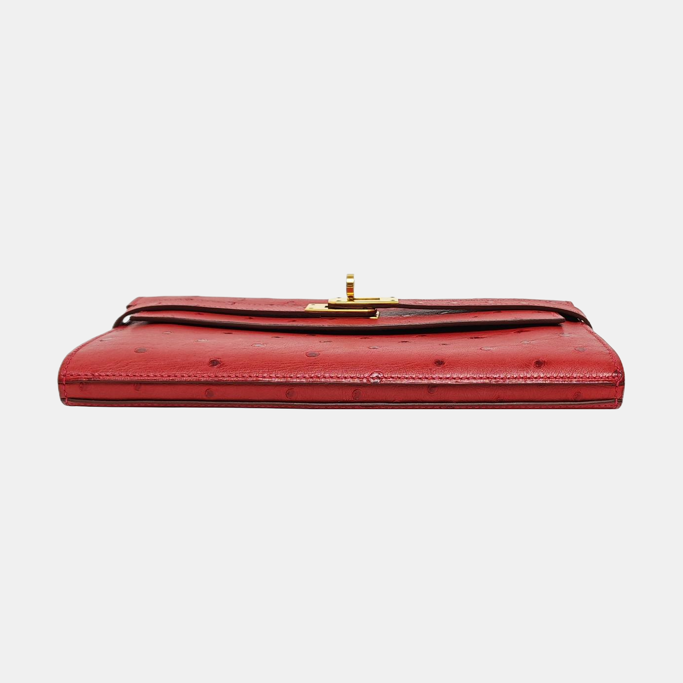 Authenticated pre-owned  Kelly Ostrich Red Wallet - Wallet at Looply