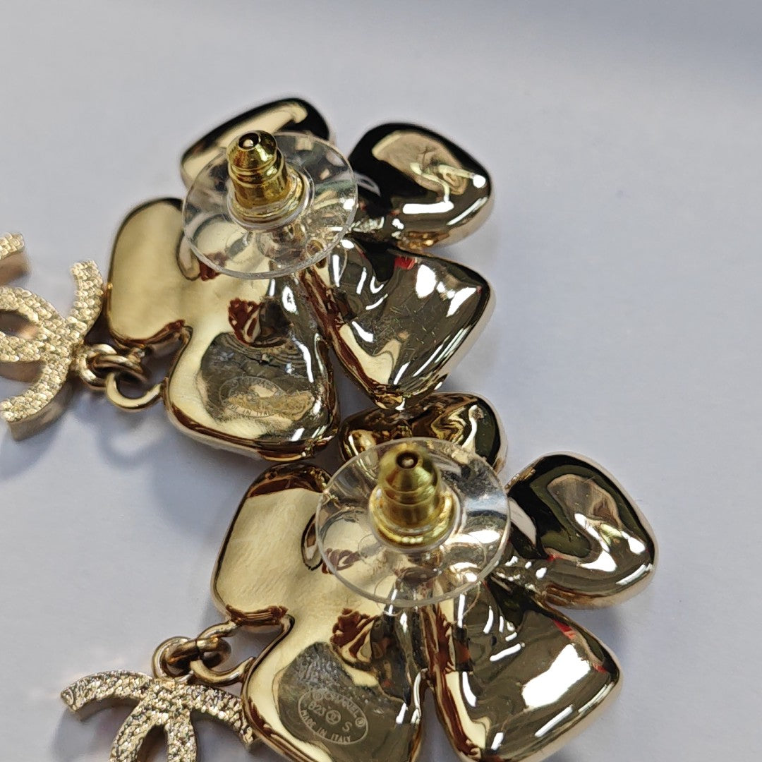Authenticated pre-owned  CC Small Pendant Stud Gold Earring - Earrings at Looply