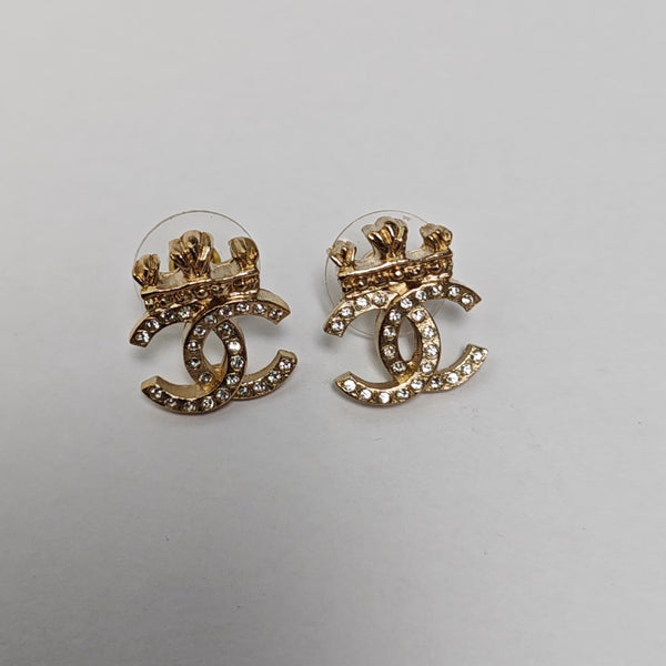 Authenticated pre-owned  CC Stud Earrings Metal Synthetic Diamond Clear Earring - Earrings at Looply