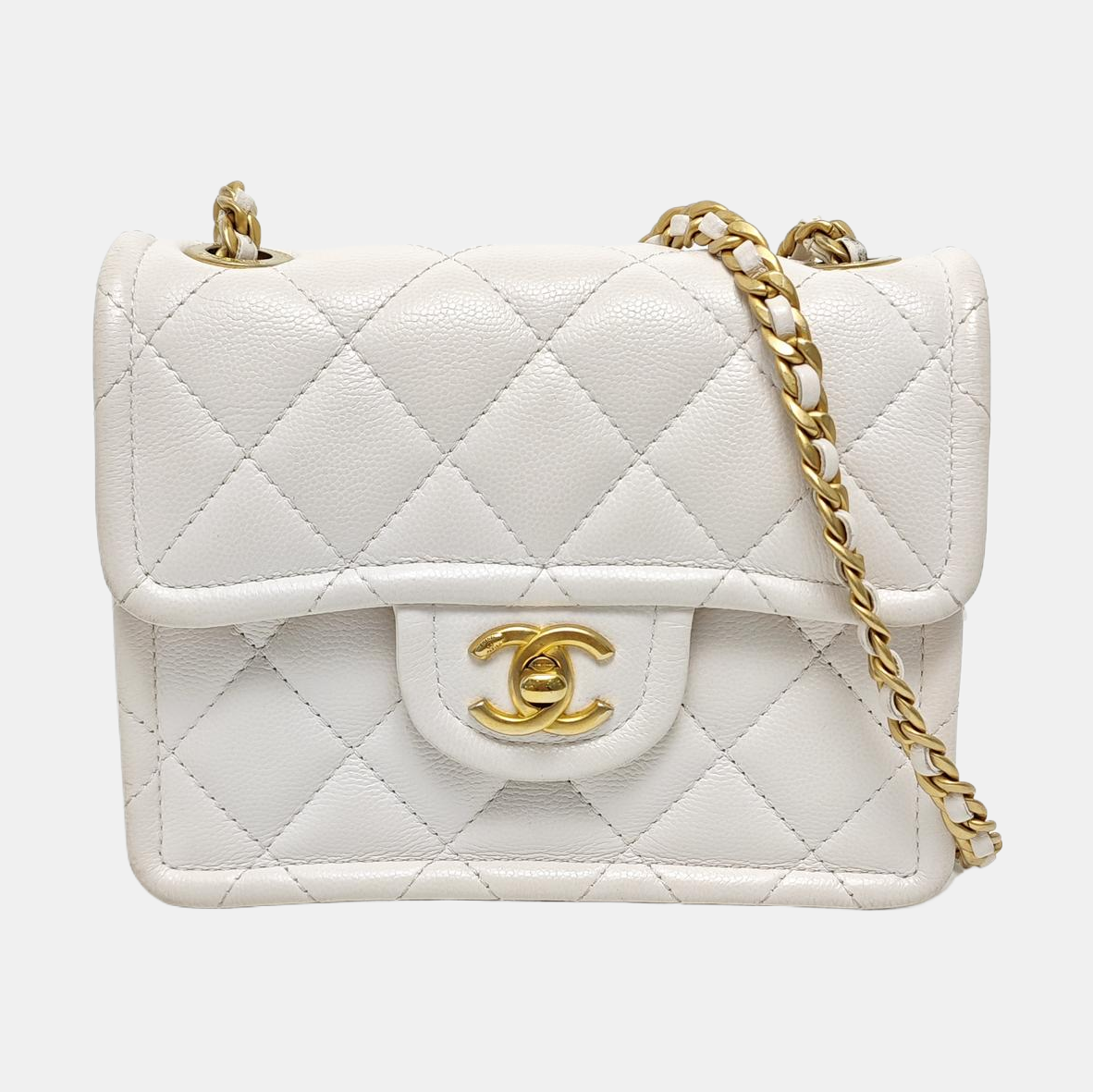 Quilted Grained Calfskin White