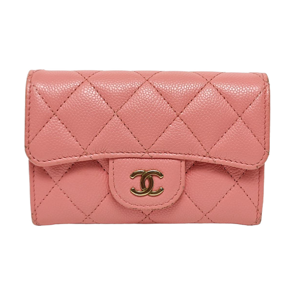 Authenticated pre-owned  Classic Flap Quilted Grained Calfskin Pink Wallet - Wallet at Looply