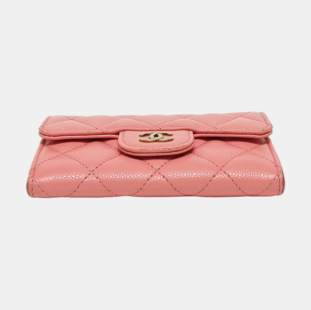 Authenticated pre-owned  Classic Flap Quilted Grained Calfskin Pink Wallet - Wallet at Looply