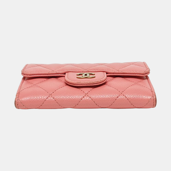 Authenticated pre-owned  Classic Flap Quilted Grained Calfskin Pink Wallet - Wallet at Looply