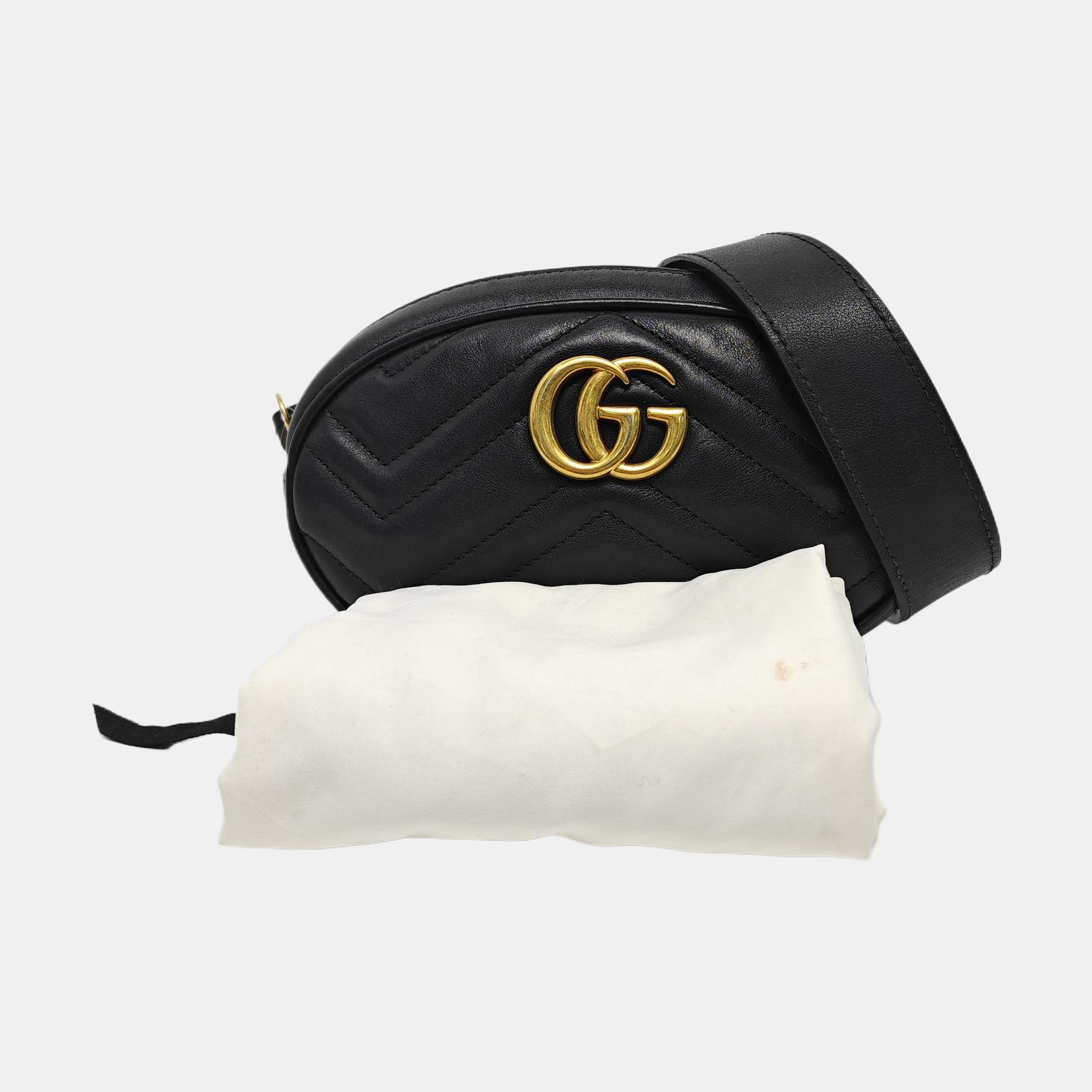 Authenticated pre-owned  GG Marmont Calfskin Black - Belt Bag at Looply