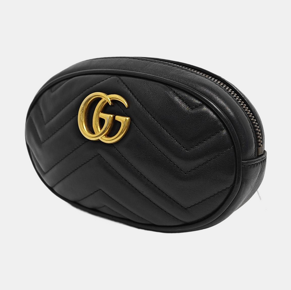 Authenticated pre-owned  GG Marmont Calfskin Black - Belt Bag at Looply