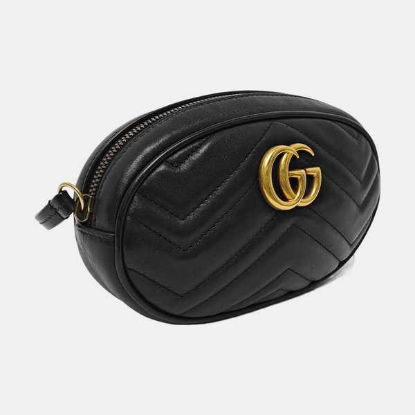 Authenticated pre-owned  GG Marmont Calfskin Black - Belt Bag at Looply
