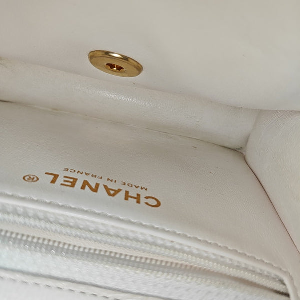 Quilted Grained Calfskin White