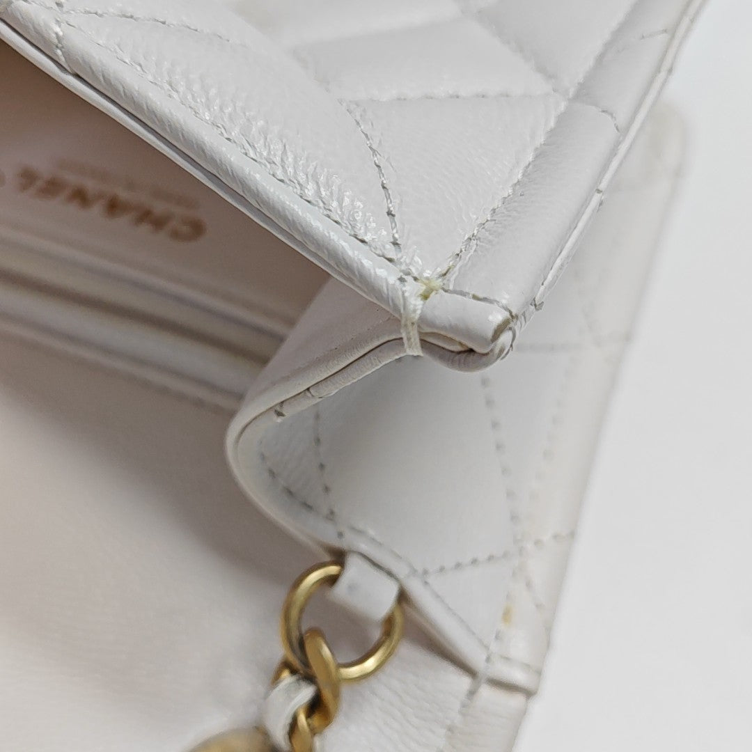 Quilted Grained Calfskin White