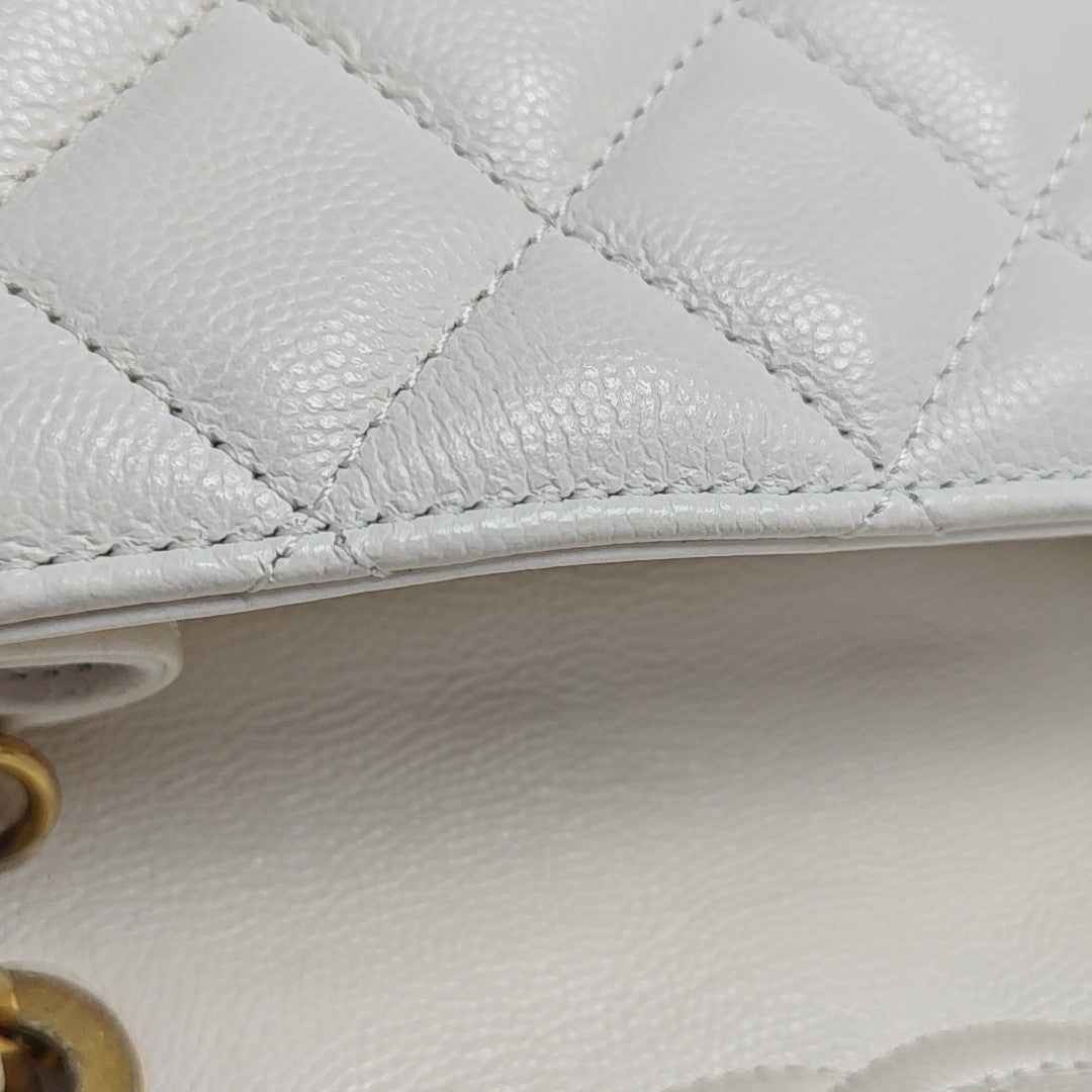 Quilted Grained Calfskin White