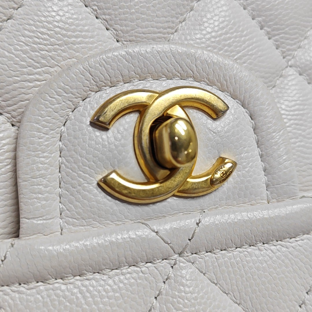Quilted Grained Calfskin White