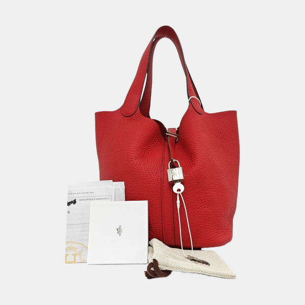 Authenticated pre-owned  Picotin Lock 22 Clemence Red - Top Handle Bag at Looply