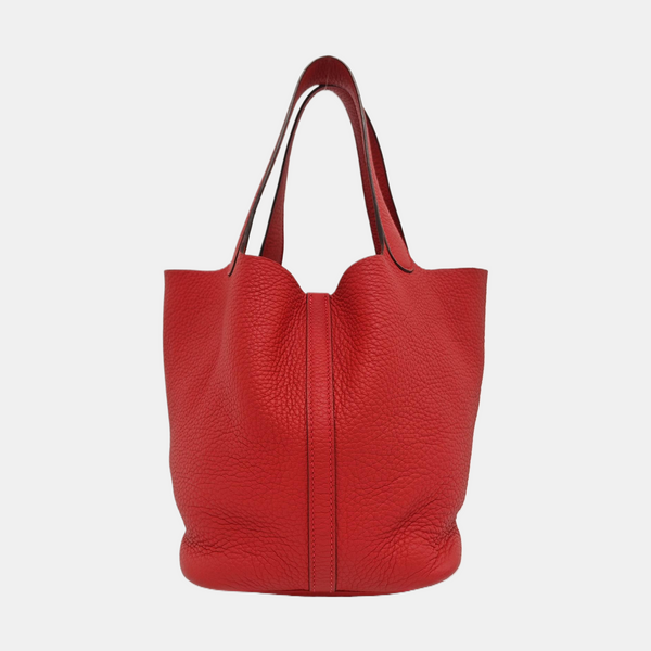 Authenticated pre-owned  Picotin Lock 22 Clemence Red - Top Handle Bag at Looply