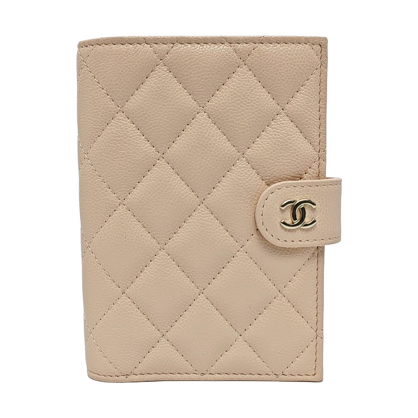Quilted Grained Calfskin Wallet Pink