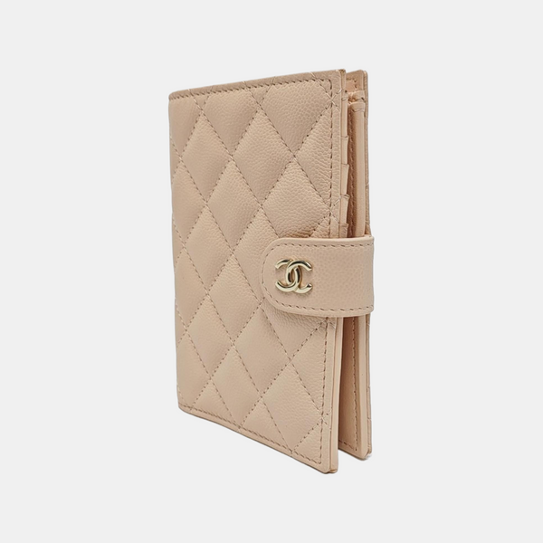 Quilted Grained Calfskin Wallet Pink