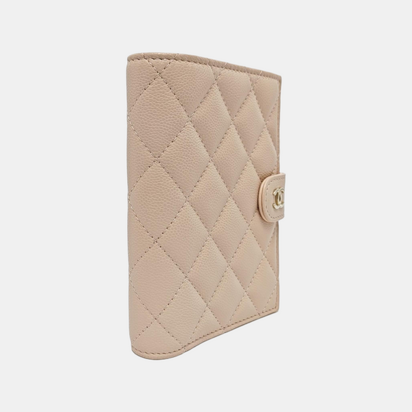 Quilted Grained Calfskin Wallet Pink
