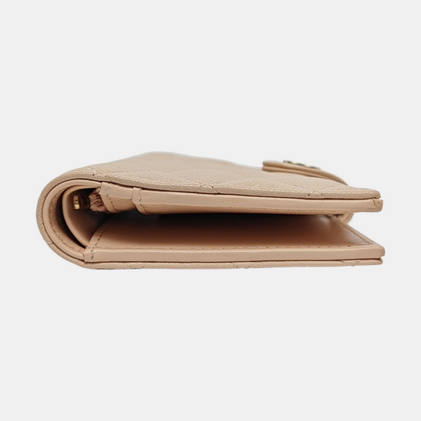 Quilted Grained Calfskin Wallet Pink