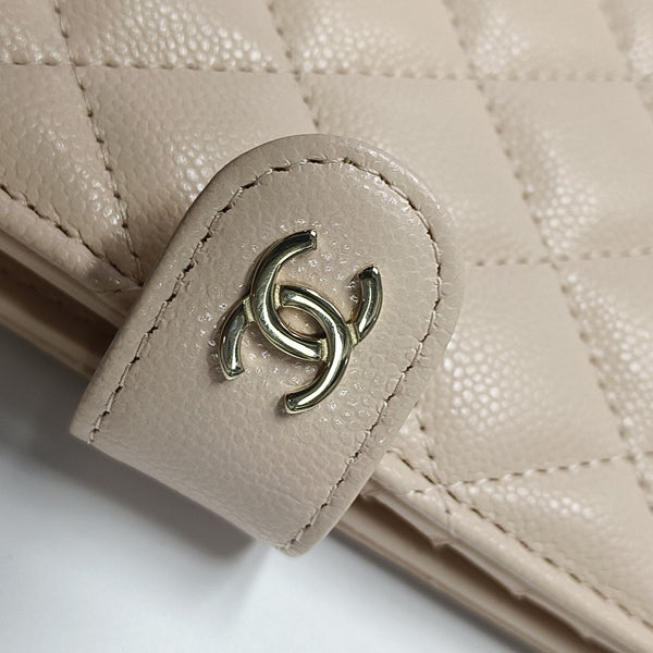Quilted Grained Calfskin Wallet Pink