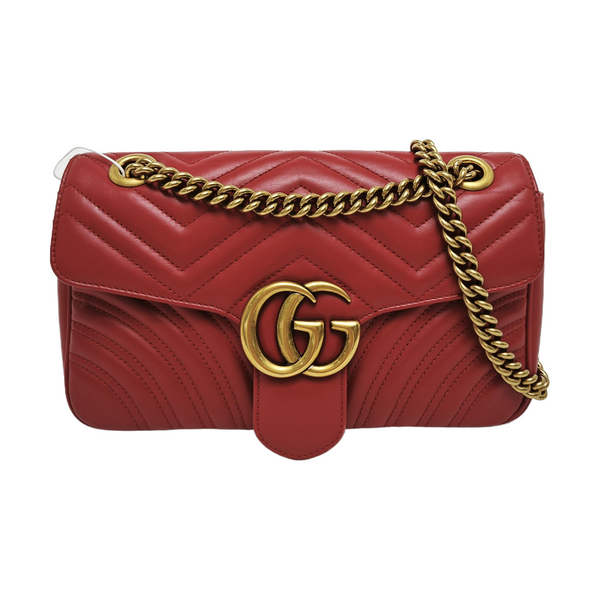Authenticated pre-owned  GG Marmont Medium Calfskin Red - Shoulder Bag at Looply