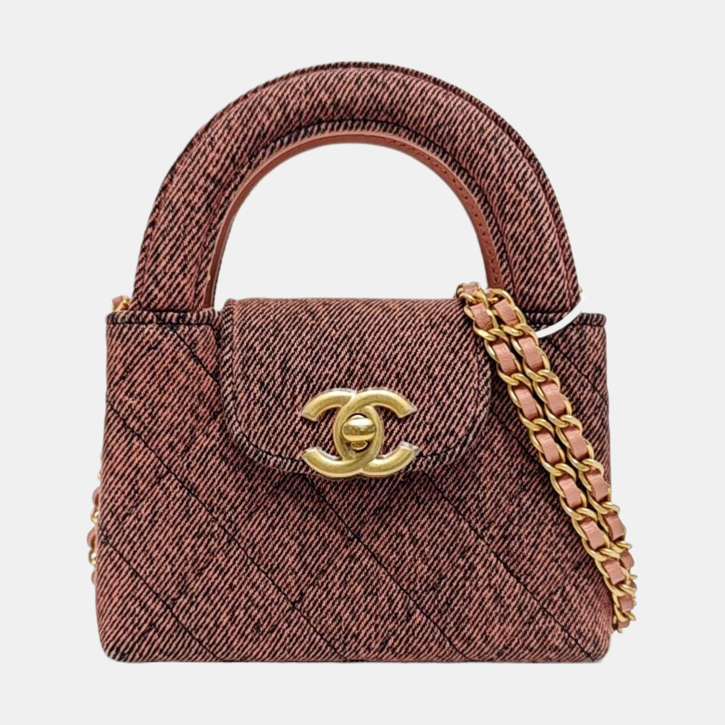 Authenticated pre-owned  Kelly Quilted Denim Pink - Shoulder Bag at Looply