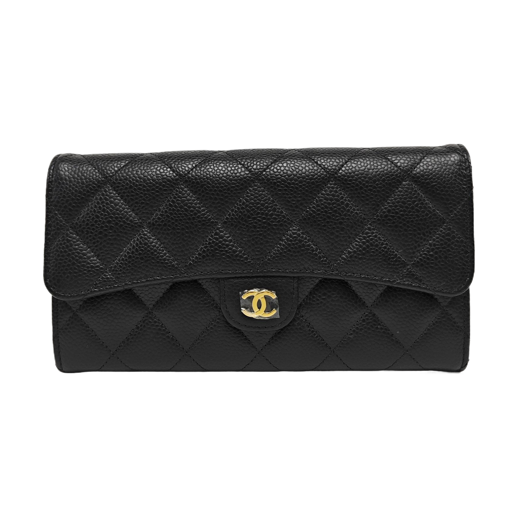 Authenticated pre-owned  Classic Flap Quilted Grained Calfskin Black Wallet - Wallet at Looply